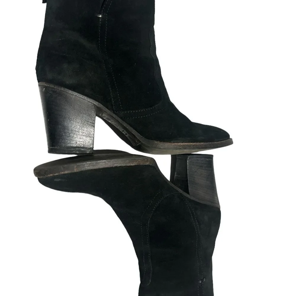Aquatalia Farah Black Suede Ankle Boots Size 9.5. Made in Italy. Back zip